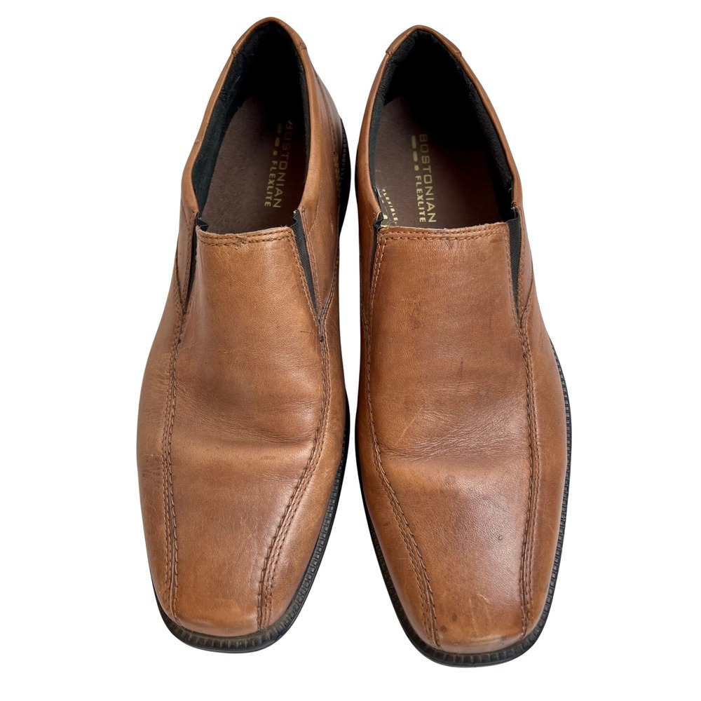 Bostonian Flexlite Mens Brown Leather Bicycle Toe Slip On Loafers Shoes 10 M